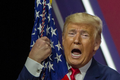 Trump with flag 2020